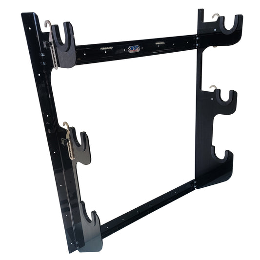 Axle Rack - Wall Mount - 2 Front Axles and 1 Rear Axle Capacity - Aluminum - Black Powder Coat - Each