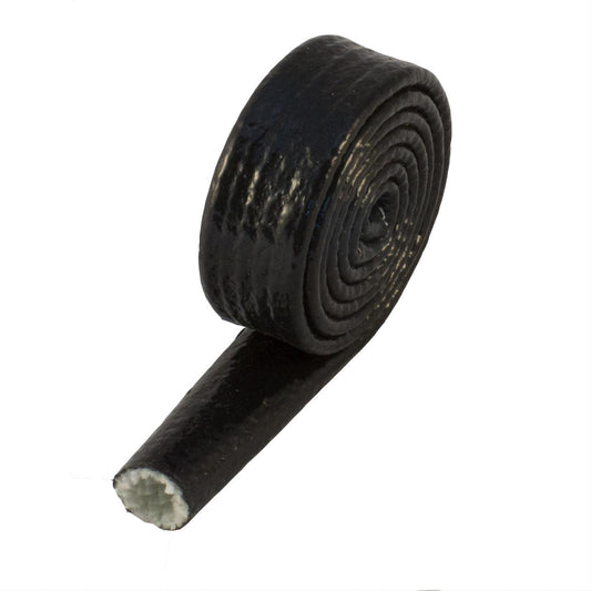 Hose and Wire Sleeve - Fire Shield Sleeve - 3/8 in ID - 3 ft Roll - 500 Degrees - Fiberglass / Silicone - Black - Each