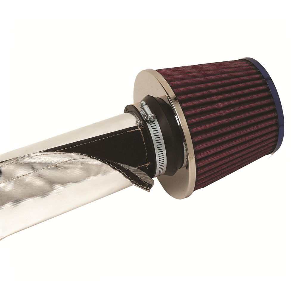 Intake Tube Heat Shield - Heatshield Cool Intake System - 3 ft Long - Hook and Loop Closure - Aluminized Fiberglass Cloth - Up to 4 in Tubing - Each