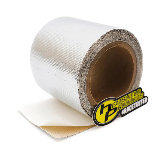 Heat Barrier Tape - Thermaflect Tape - 4 in Wide - 10 ft Roll - Self Adhesive Backing - Aluminized Fiberglass Cloth - Silver - Each