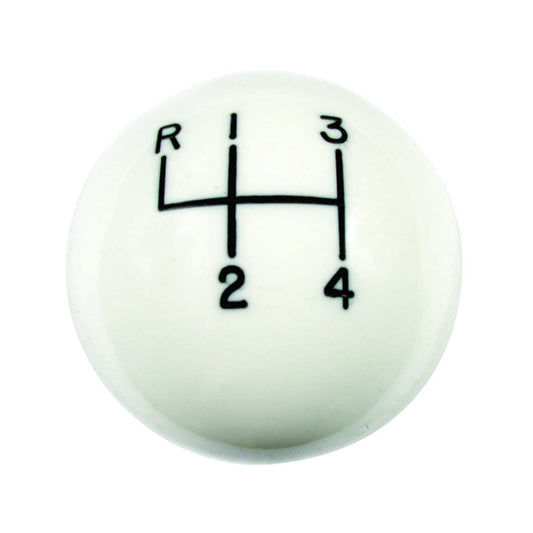 Shifter Knob - Classic - 3/8-24 in Thread - Plastic - White - 4 Speed - Universal - Each