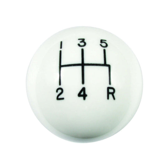 Shifter Knob - Classic - 12 mm x 1.75 Thread - Plastic - White - 5 Speed - Universal - Each