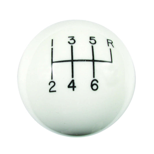 Shifter Knob - Classic - 3/8-16 in Thread - Plastic - White - 6 Speed - Universal - Each