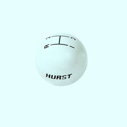 Shifter Knob - 3/8-16 in Thread - Hurst Logo - Plastic - White - 3 Speed - Universal - Each