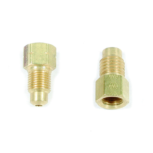 Line Lock Fitting - Adapter - Straight - 10 mm x 1.00 Male to 3/8-24 Inverted Flare Female - Brass - Natural - Hurst Roll Controls - GM - Pair