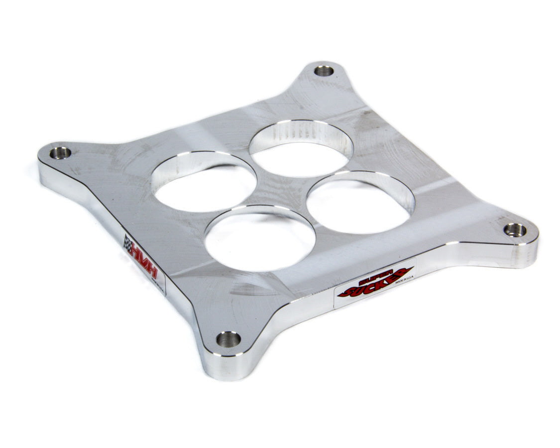 Carburetor Spacer - Super Sucker - 0.5 in Thick - 4 Hole - Square Bore - Aluminum - Polished - Each