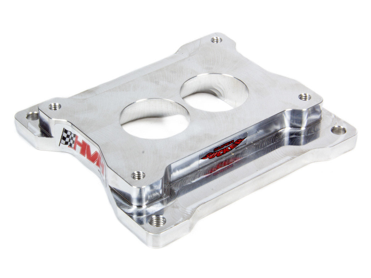 Carburetor Spacer - Super Sucker - 1 in Thick - 2 Hole - Holley 2-Barrel - Sideways Mount - Aluminum - Polished - Each