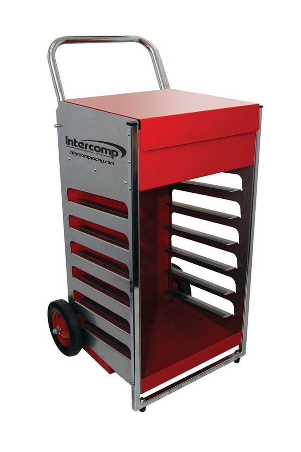 Scale Cart - Holds 6 Scale Pads / Turn Plates - 4 in Tall Maximum - Steel - Gray / Red Powder Coat - Each