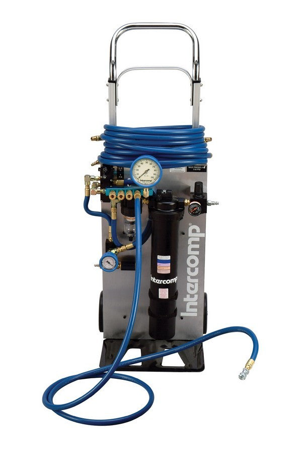 Tire Drying and Purging System - Compressed Air / Nitrogen Compatible - 4 Tire Capacity - Hose / Transport Cart / Vacuum Gauge - Kit