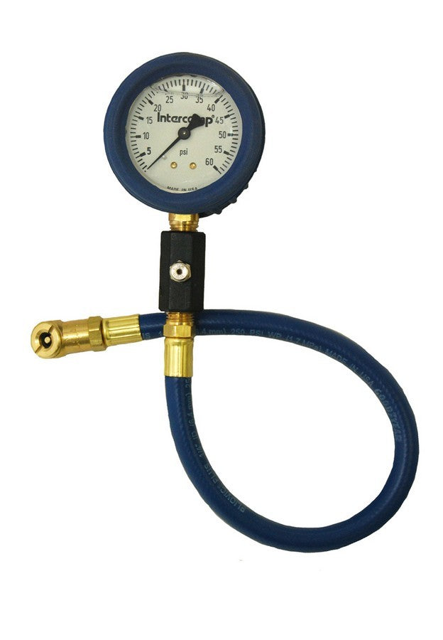 Tire Pressure Gauge - Deluxe - 0-60 psi - Analog - 2-1/2 in Diameter - Liquid Filled - White Face - 1 lb Increments - Each