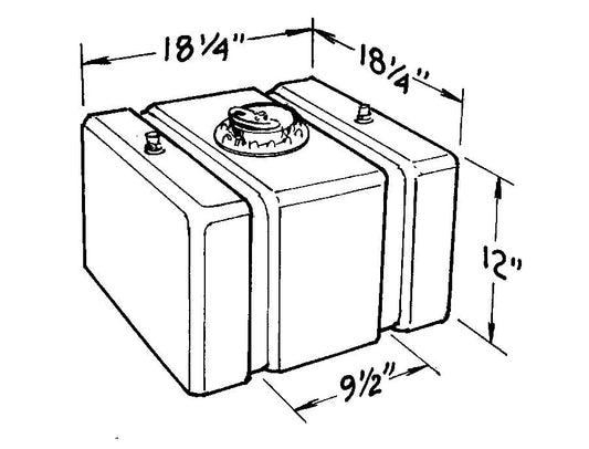 Fuel Cell - Circle Track - 16 gal - 18.5 in Wide x 18.5 in Deep x 12 in Tall - 8 AN Outlet / Vent - Foam - Plastic - Black - Each