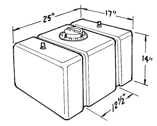 Fuel Cell - Circle Track - 22 gal - 25 in Wide x 17 in Deep x 14 in Tall - 8 AN Outlet / Vent - Foam - Plastic - Black - Each