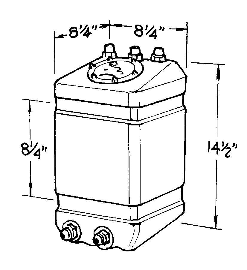 Fuel Cell - Pro Modified - 3 gal - 8.25 in Wide x 8.25 in Deep x 14.5 in Tall - Two 12 AN Outlets - 8 AN Return - 8 AN Vent - Foam - Plastic - Black - Each