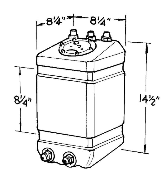 Fuel Cell - Pro Modified - 3 gal - 8.25 in Wide x 8.25 in Deep x 14.5 in Tall - Two 12 AN Outlets - 8 AN Return - 8 AN Vent - Foam - Plastic - Black - Each