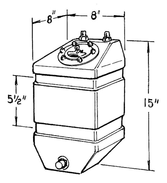 Fuel Cell - Pro Stock - 3 gal - 8 in Wide x 8 in Deep x 15 in Tall - 10 AN Outlet - 8 AN Return - 8 AN Vent - Foam - Plastic - Black - Each