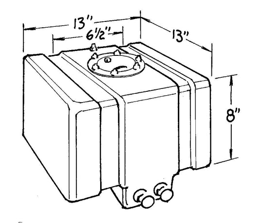 Fuel Cell - Drag Race - 5 gal - 13 in Wide x 13 in Deep x 8 in Tall - Two 8 AN Outlets - 6 AN Vent - Foam - Plastic - Black - Each