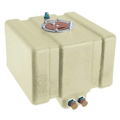 Fuel Cell - 5 gal - 13 x 13 x 8 in Tall - Two 8 AN Outlet - 6 AN Vent - Plastic - Natural - Each