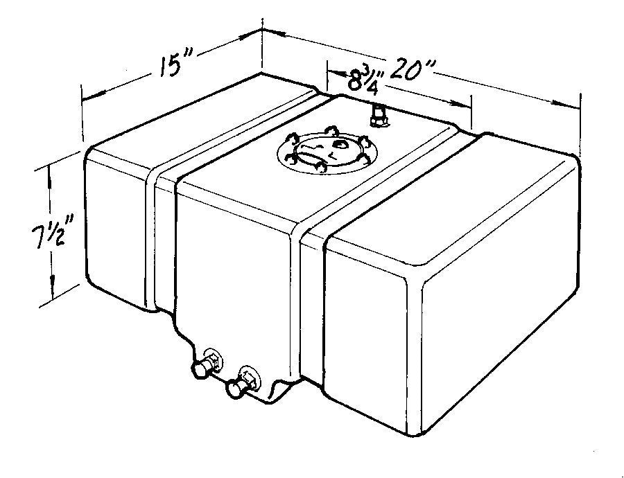 Fuel Cell - Drag Race - 8 gal - 20 in Wide x 15 in Deep x 7.5 in Tall - Two 8 AN Outlets - 6 AN Vent - Foam - Plastic - Black - Each