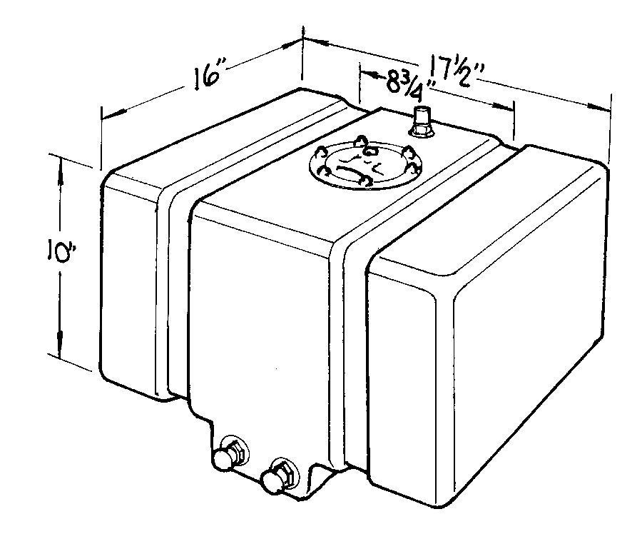 Fuel Cell - Drag Race - 12 gal - 17.5 in Wide x 16 in Deep x 10 in Tall - Two 8 AN Outlets - 6 AN Vent - Foam - Plastic - Black - Each