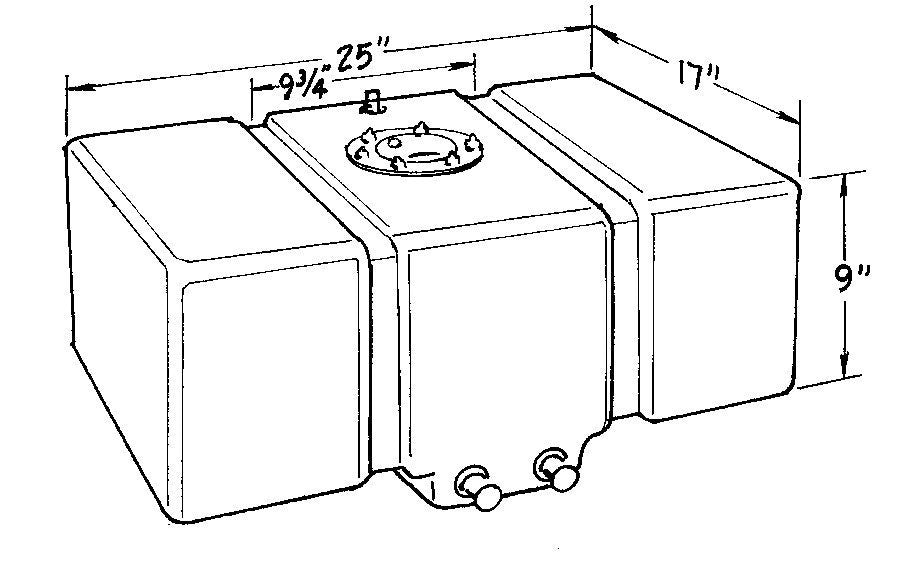 Fuel Cell - Drag Race - 16 gal - 25 in Wide x 17 in Deep x 9 in Tall - Two 8 AN Outlets - 6 AN Vent - Foam - Plastic - Black - Each