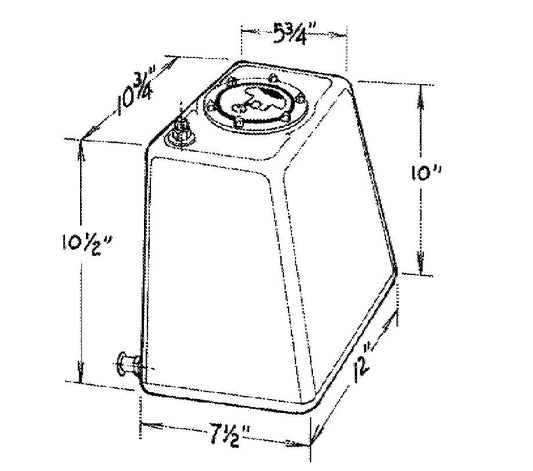 Fuel Cell - Econo-Rail - 3 gal - 12 in Wide x 7.5 in Deep x 10.5 in Tall - 8 AN Outlet - 6 AN Vent - Foam - Plastic - Black - Each