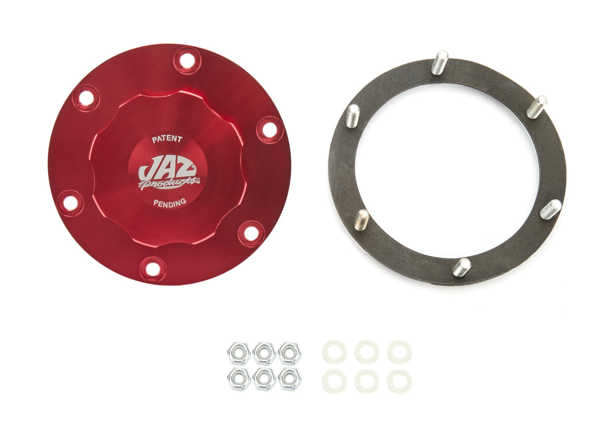 Fuel Filler Cap Assembly - Screw-On Cap - 6 Bolt - Aluminum - Red Anodized - Kit