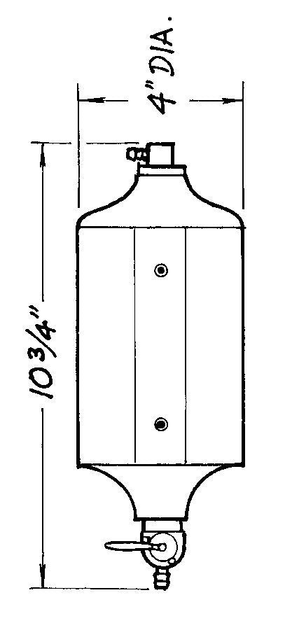 Overflow Tank - Coolant - 1 qt - 1/4 in Hose Barb Inlet - 1/4 in Hose Barb Petcock Drain - Plastic - Black - Each