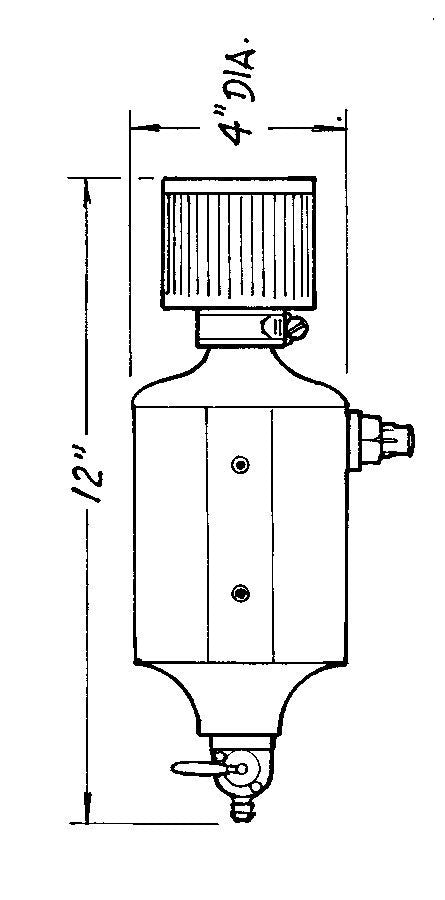 Breather Tank - Bolt-On - 4 in Diameter x 12 in Tall - 1 qt - 6 AN Male Inlet - Ball Valve Drain - Breather Included - Plastic - Black - Each