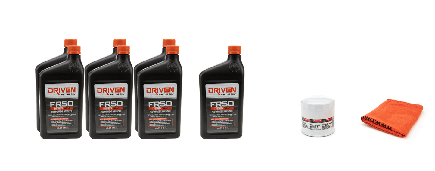 Motor Oil - FR50 - 5W50 - Synthetic - Oil Filter Included - Seven 1 qt Bottles - Ford Modular 2007-12 - Kit