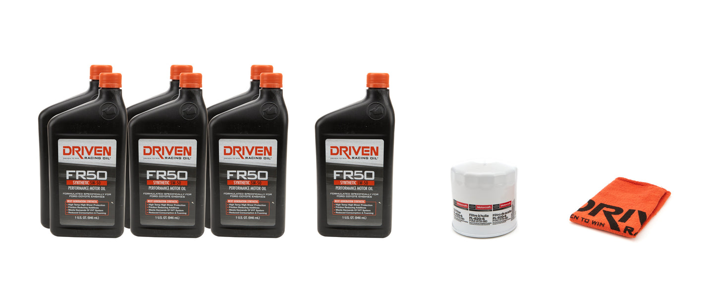 Motor Oil - FR50 - 5W50 - Synthetic - Oil Filter Included - Seven 1 qt Bottles - Ford Modular 2013-14 - Kit