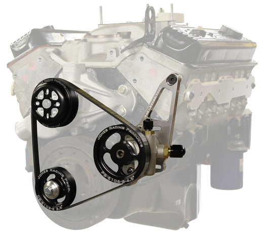 Pulley Kit - 5-Rib Serpentine - Aluminum - Black Anodized - Small Block Chevy - Kit