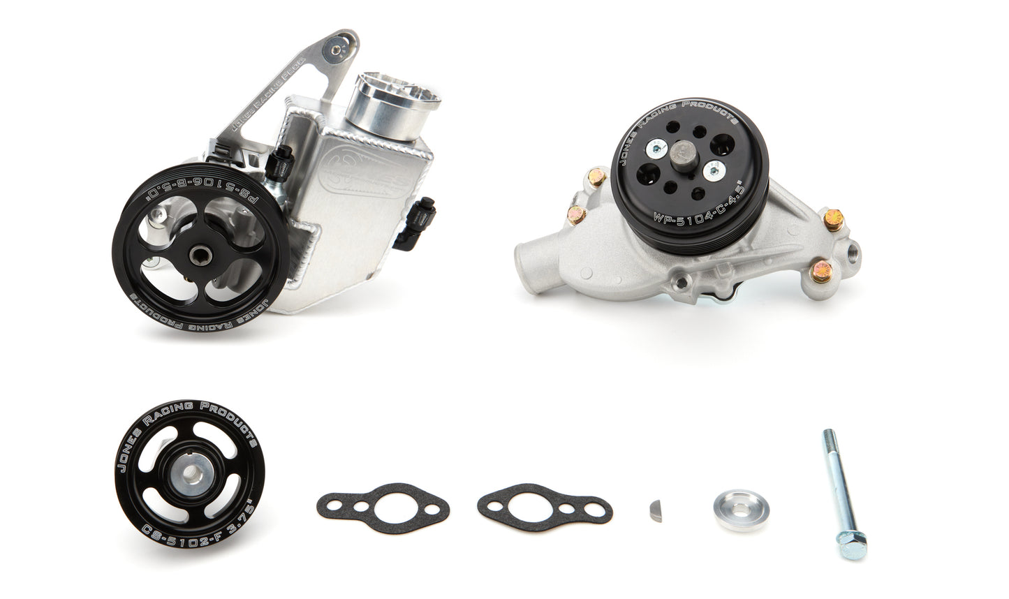 Pulley Kit - 6-Rib Serpentine - 7500 RPM - Aluminum - Black Anodized - Small Block Chevy - Kit