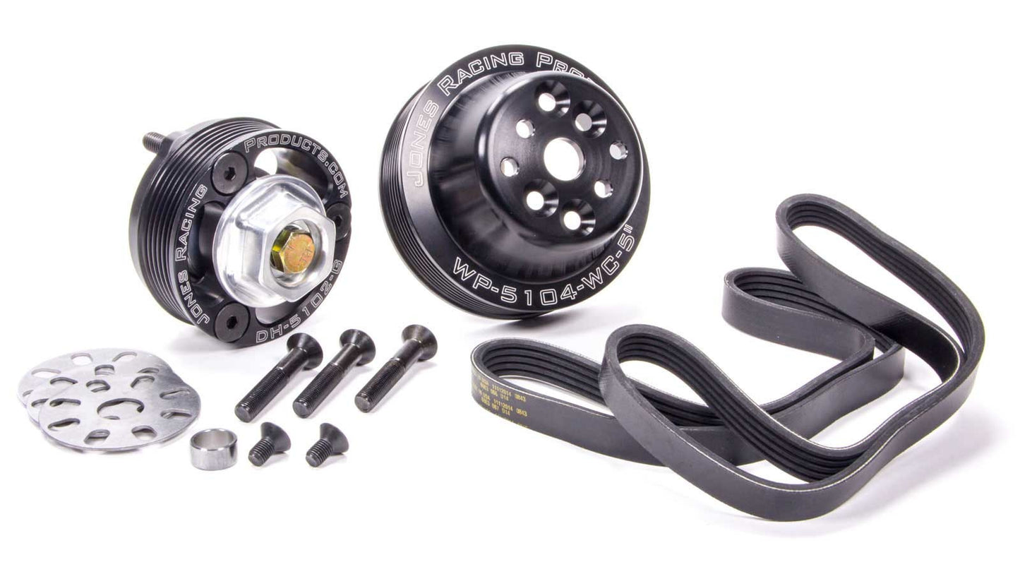 Pulley Kit - 5-Rib Serpentine - Aluminum - Black Anodized - Chevy V8 - Kit