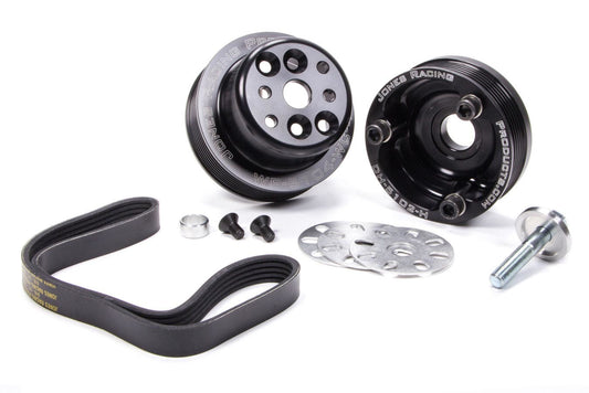 Pulley Kit - 6-Rib Serpentine - Aluminum - Black Anodized - Small Block Chevy - Kit