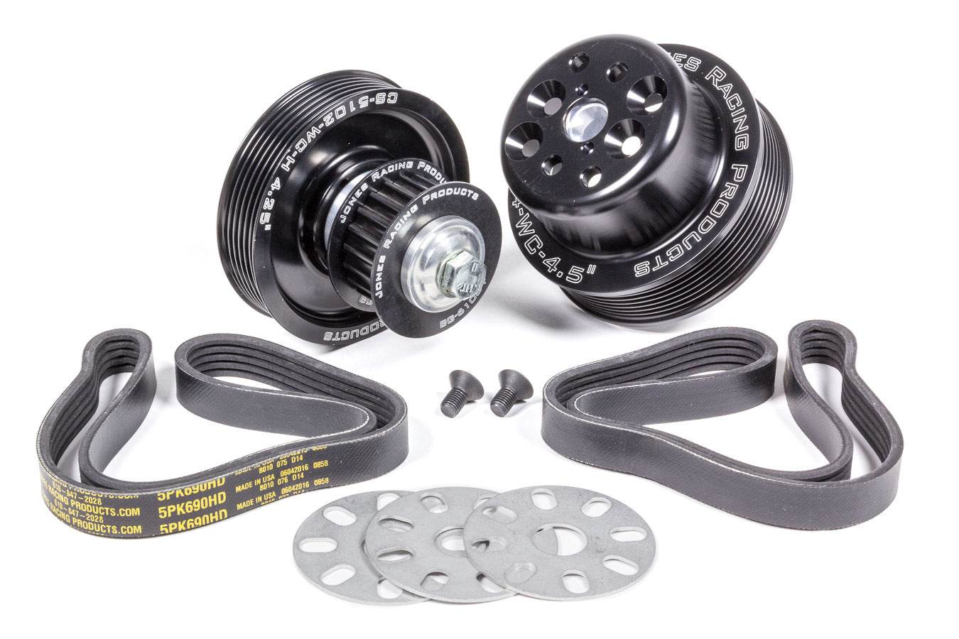 Pulley Kit - 5-Rib Serpentine - Aluminum - Black Anodized - Small Block Chevy - Kit