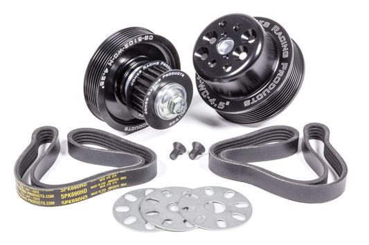 Pulley Kit - 5-Rib Serpentine - Aluminum - Black Anodized - Small Block Chevy - Kit