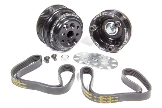 Pulley Kit - 6-Rib Serpentine - Aluminum - Black Anodized - Small Block Chevy - Kit