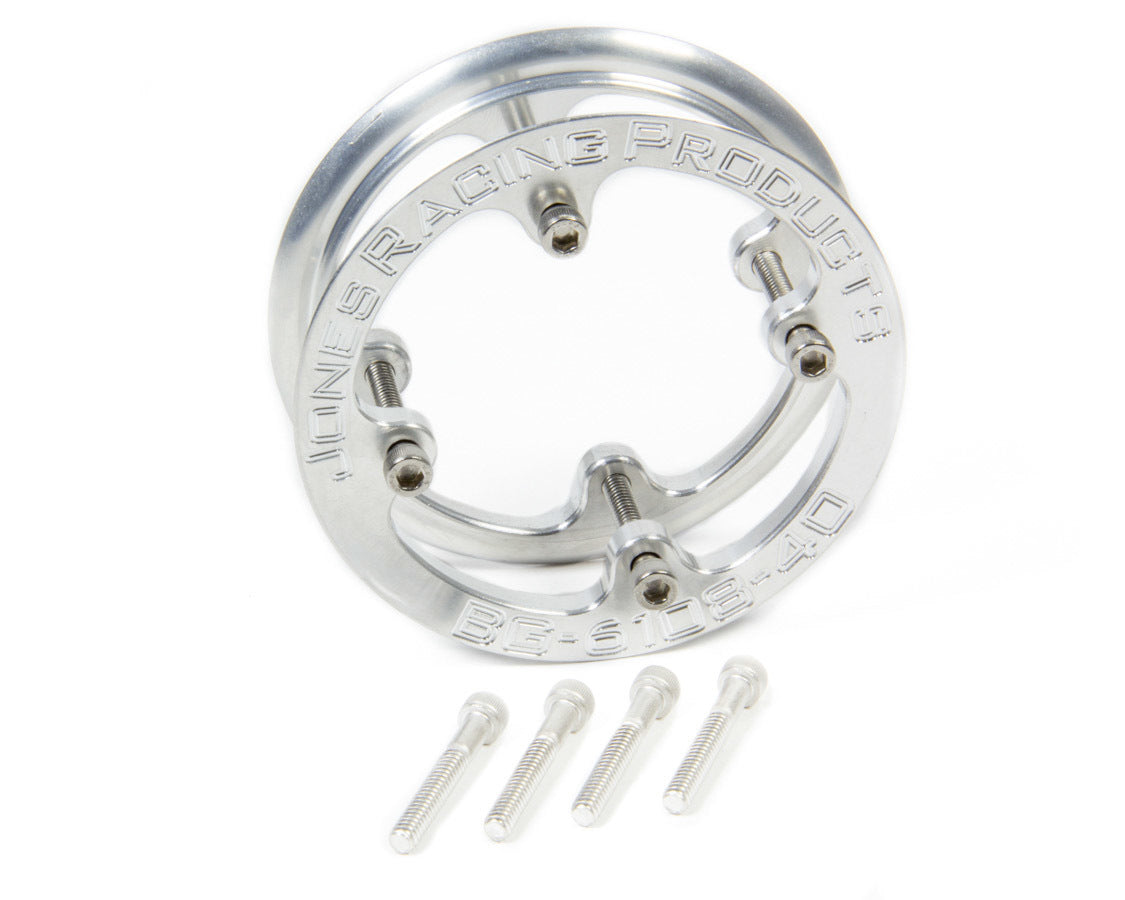 Belt Guide - 1/4 in Thick - Bolt-On - Aluminum - Clear Anodized - 40 Tooth HTD Pulley - Each