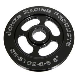Crankshaft Pulley - V-Belt - 1 Groove - 5 in Diameter - 1 in Mandrel - 1/8 in Keyway - Billet Aluminum - Black Anodized - Universal - Each