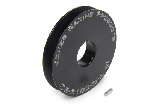 Crankshaft Pulley - V-Belt - 1 Groove - 4 in Diameter - 1-1/8 in Mandrel - 1/8 in Keyway - Billet Aluminum - Black Anodized - Universal - Each