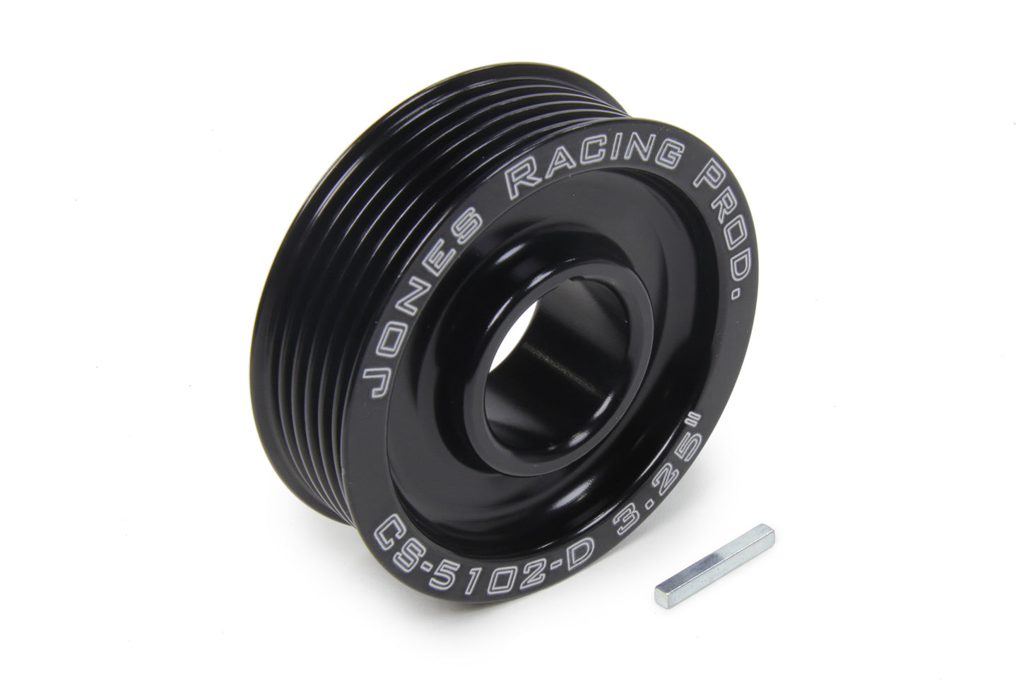Crankshaft Pulley - Serpentine - 6-Rib - 3.25 in Diameter - 1-1/8 in Mandrel - 1/8 in Keyway - Aluminum - Black Anodized - Each