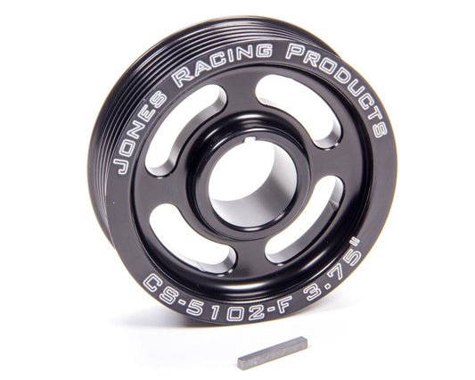 Crankshaft Pulley - Serpentine - 6-Rib - 3.75 in Diameter - 1-1/8 in Mandrel - 1/8 in Keyway - Aluminum - Black Anodized - Each