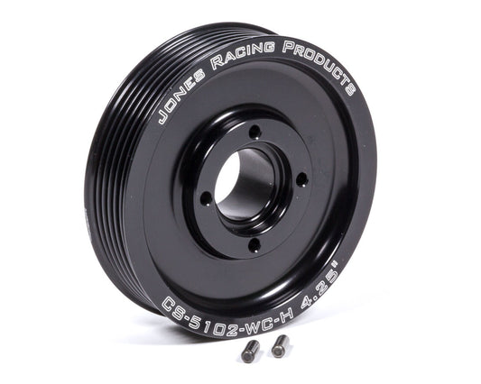 Crankshaft Pulley - Serpentine - 6-Rib - 4.25 in Diameter - 1 in Mandrel - Dual Dowel - Aluminum - Black Anodized - Each