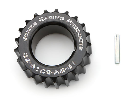 Crankshaft Pulley - HTD - 21 Tooth - 0.83 in Wide - 1-1/8 in Mandrel - 1/8 in Keyway - Aluminum - Black Anodized - Universal - Each
