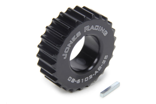 Crankshaft Pulley - HTD - 25 Tooth - 0.83 in Wide - 1-1/8 in Mandrel - 1/8 in Keyway - Aluminum - Black Anodized - Universal - Each
