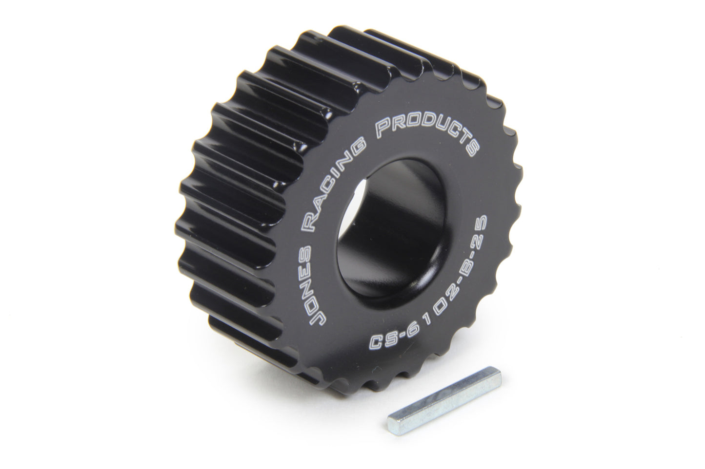 Crankshaft Pulley - HTD - 25 Tooth - 1 in Wide - 1 in Mandrel - 1/8 in Keyway - Aluminum - Black Anodized - Universal - Each