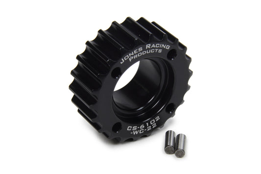 Crankshaft Pulley - HTD - 22 Tooth - 0.83 in Wide - 1 in Mandrel - 3/16 in ID - Dual Dowel Pin - Aluminum - Black Anodized - Universal - Each