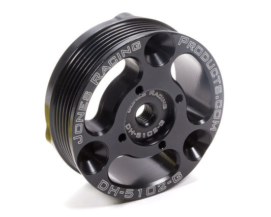 Crankshaft Pulley - Serpentine - Poly-V - 6-Rib - 4 in Diameter - Hardware Included - Aluminum - Black Anodized - Short Water Pump - Small Block Chevy - Each