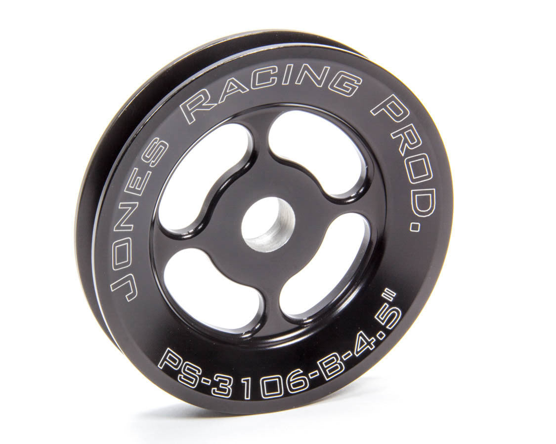 Power Steering Pump Pulley - V-Belt - 1 Groove - Press-On - 4.5 in Diameter - Aluminum - Black Anodized - Each