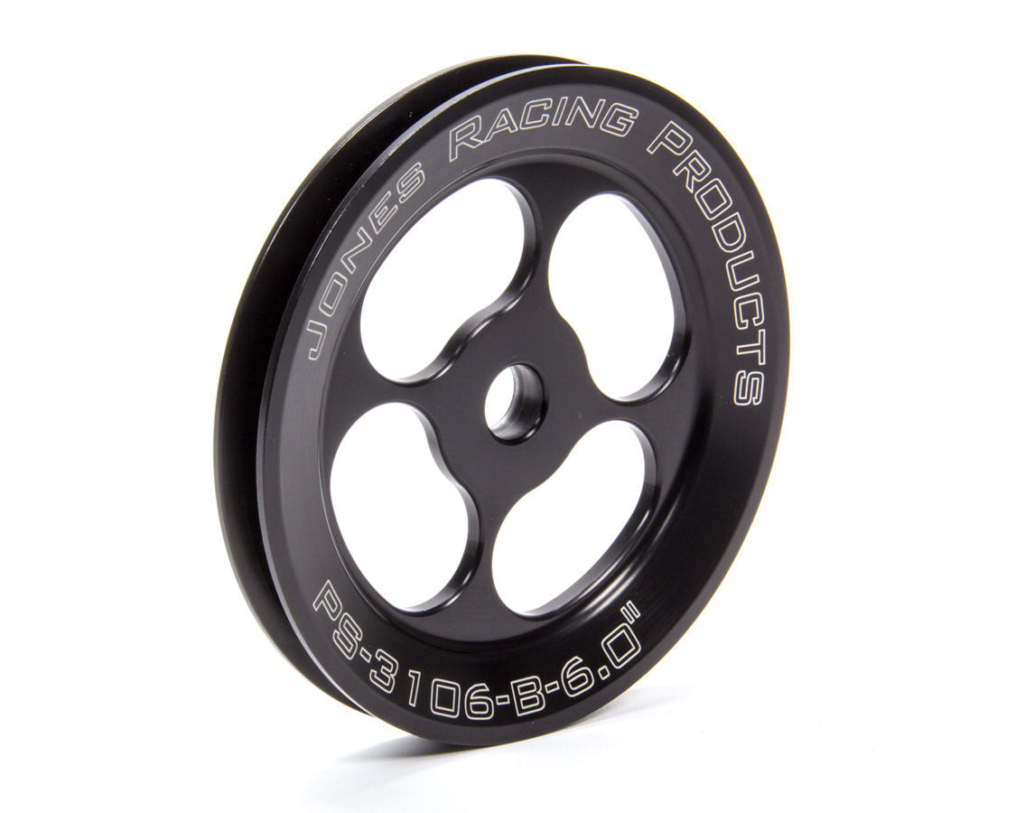 Power Steering Pump Pulley - V-Belt - 1 Groove - Press-On - 6 in Diameter - Aluminum - Black Anodized - Each